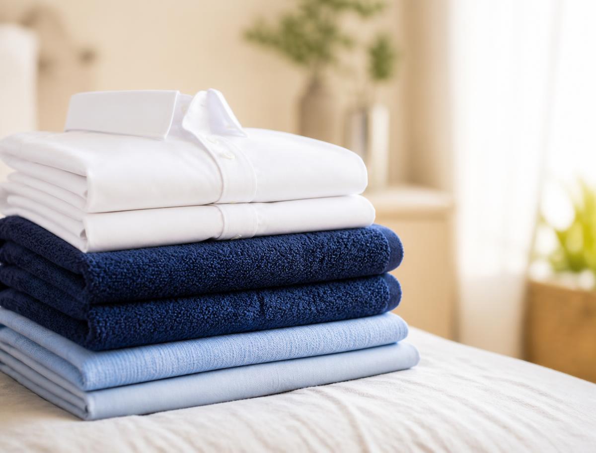 A neat pile of freshly folded clean laundry
